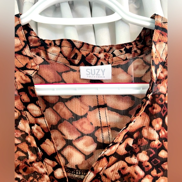 Blouse snake  print , light material , brown tones/ black - Picture 2 of 3